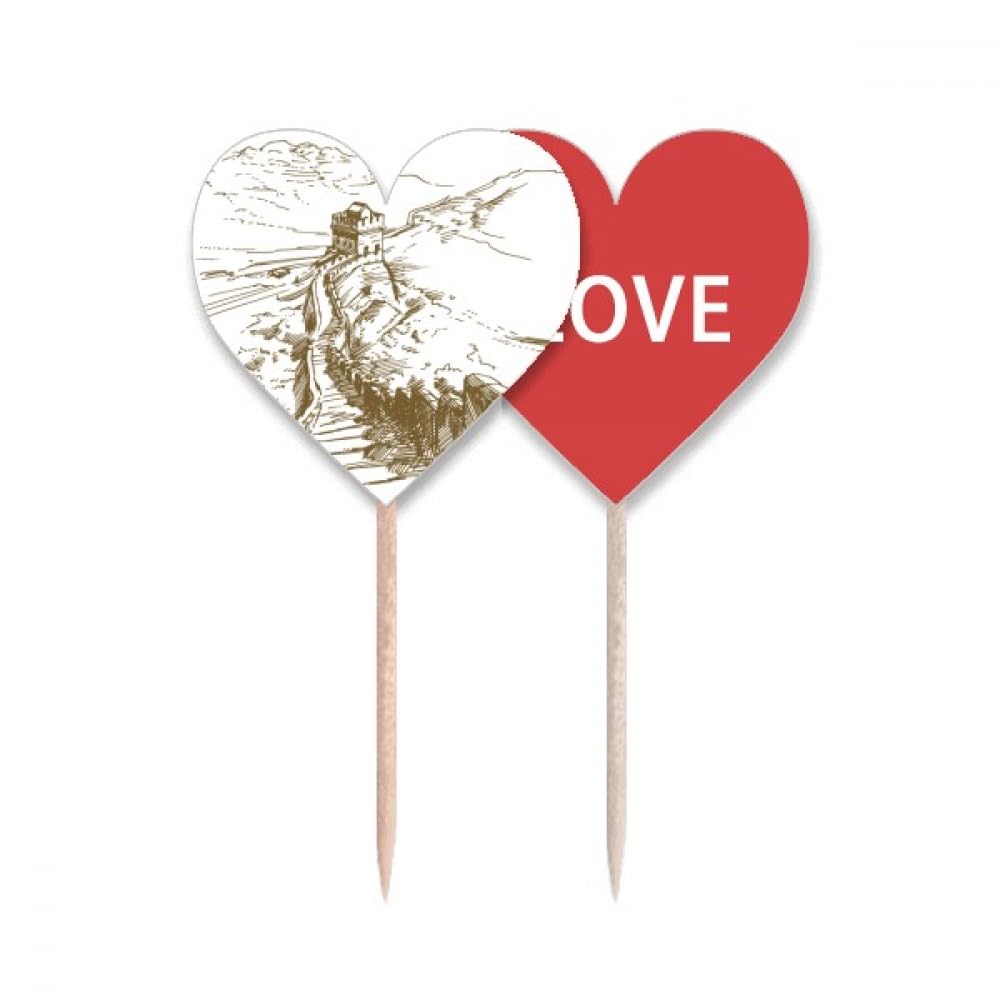 Love heart lable cupcake pick Grande Muraille de Chine pour célébrer vos événements avec amour