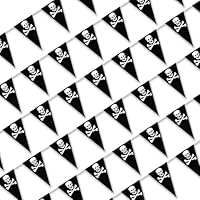 MARFOREVER 164 Ft Halloween Pirate Banner Bunting, 80 Pcs Pirate Birthday Party Decorations Skull Triangle Pennant Flag for Halloween Celebration Pirate Ship Supplies Outdoor Indoor, 17.7 x 11.8 inch