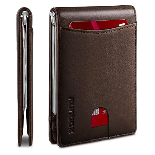 RUNBOX Men's Wallets Slim Rfid Money Clip Leather With Gift Box