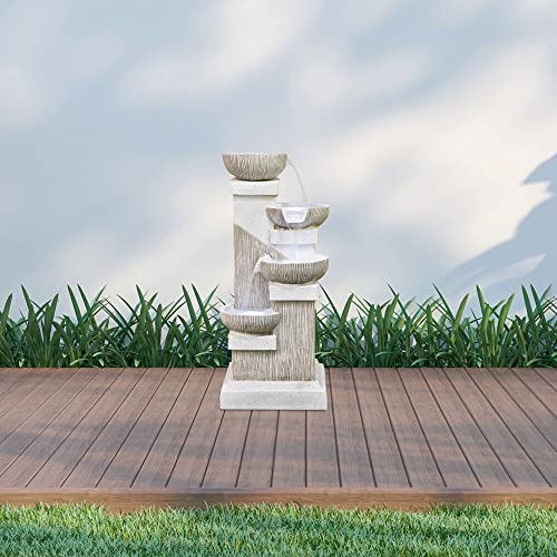 Hanover 35-In. Contemporary Square-Base Indoor Or Outdoor Garden Fountain With Led Lights For Patio, Deck, Porch, Han035Fntn-01 #TOP6