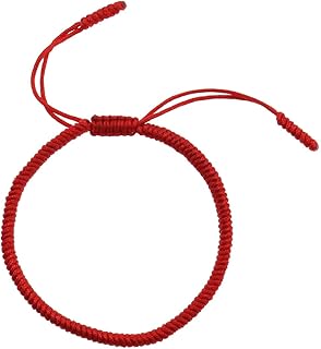 Bracelet tressé rouge fait à la main - Bracelet en corde étanche réglable de 16,5 à 25 cm - Cordon de poignet bouddhiste pour homme et femme - Bijoux faits à la main - Accessoires de fête