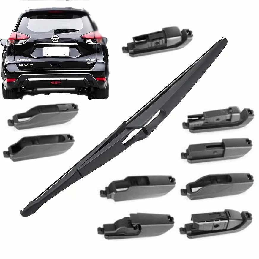 AUTOZOCO Escobillas limpiaparabrisas coche trasero 25.4 cm, escobilla cristal trasero 25.4 cm, escobilla trasero multi adaptador, Compatible con la mayoría vehículos, Incluye 10 adaptadores