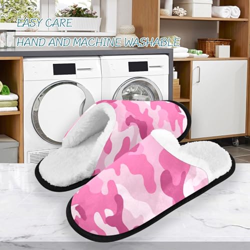 Retro Camo Pink Slippers For Women Men Soft Memory Foam Non-Slip Camouflage Winter Indoor House Shoes Travel Slipper3