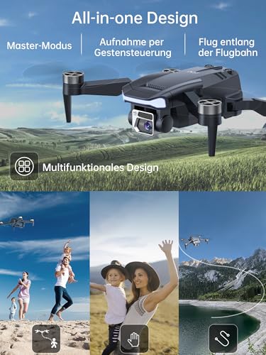 800 Meter Langstrecken-Überlebens-Bürstenloser Motor Drohne mit 84-minütiger Super-Langzeit-Flugzeit, 4K HD-Kamera-Drohne, CHUBORY A77 WiFi Quadrokopter, Autofolgen, Automatische Schwebung (3 Akkus)