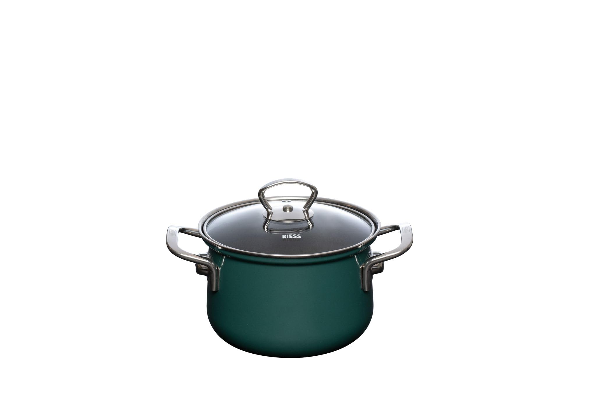 Riess, 0659-007, Topf mit Glasdeckel Ø 24cm, TEAL, Emaille, Vol. (rec.): 6,0 Liter, Made in Österreich, LBH: 33,1x25,9x21,3cm, 2,460kg, Induktionskocher kompatibel, Gasherd geeignet, Ofenfest