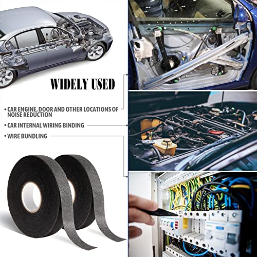 Mebmik 2 Rolls 0.75In(W) X 82Ft(L) Cloth Electrical Tape,Wire Loom Tape,Automotive Wiring Harness Wrap Tape,Car Audio & Video Wiring Harnesses,Automotive Wire Wrap Protection/Noise Reduction #TOP6