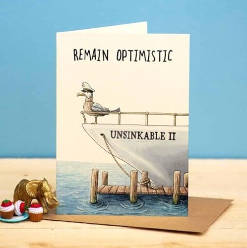 Funny Birthday Card Titanic Unsinkable Seagull Boat - Humorous Greeting Card