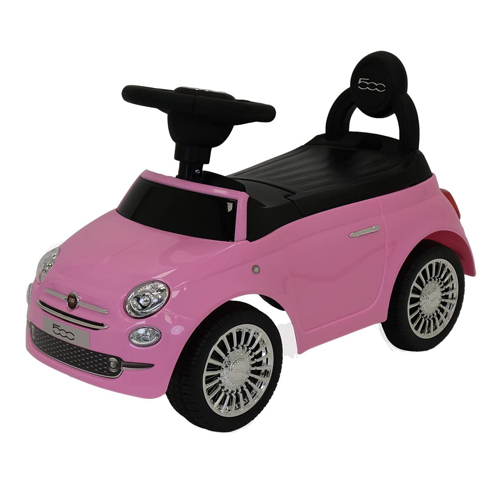 Bandits & Angels Rutschauto FIAT 500 Retro Pink ab 1 Jahr für Mädchen – Rosa Rutschauto für Kinder – mit Hupe – für drinnen und draußen