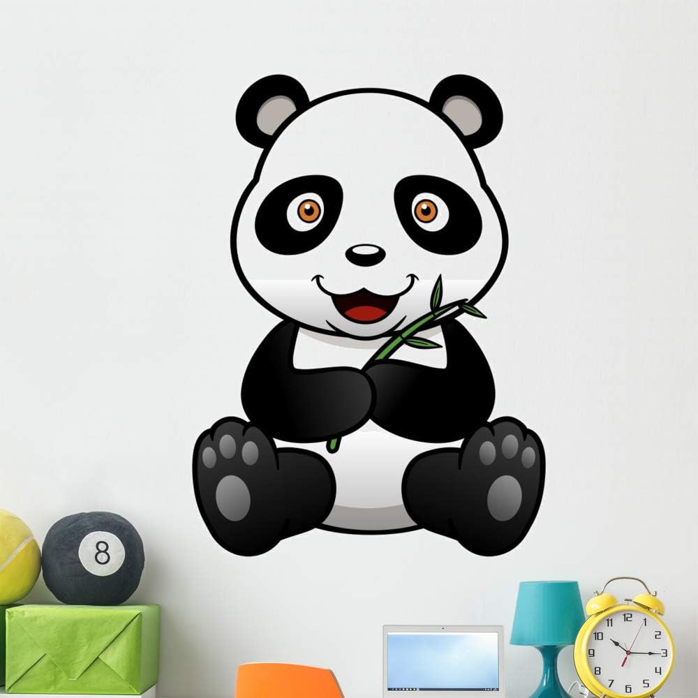 Wallmonkeys Vector Illustration Panda Cartoon Wall Decal Peel and Stick Animal Graphics (48 in H x 41 in W) WM271372