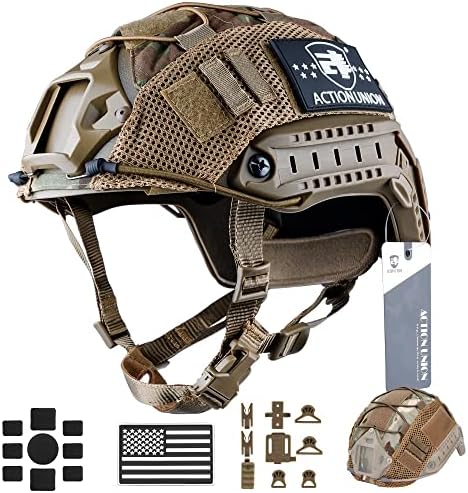 ACTIONUNION Airsoft Fast Helmet Basic Set PJ Type Tactical Paintball Helmet (Large, Tan)