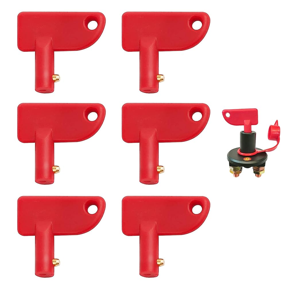 6 Pcs Battery Kill Switch Key Durable Key for Car Battery Isolator Switch Portable Battery Disconnect Switch Key for Car Boat Modified Yacht