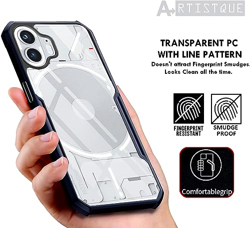 Image of A rtistque Clear Hard Transparent Acrylic Armor Anti-Drop Shockproof TPU Edge Back Cover Case for Nothing Phone 2 - Black