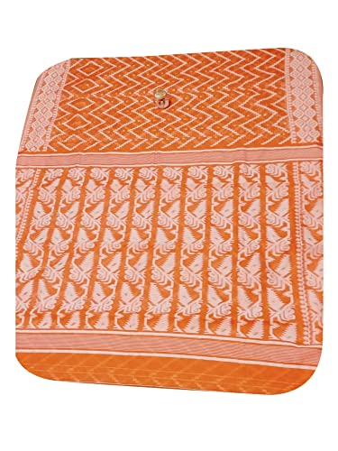 Sari jamdani coton indien orange elegant pour mariage musulman et ceremonie formelle