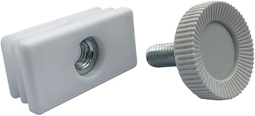 Miniatura 5 de Flyshop 4 juegos de tapones de plástico negro para tubos rectangulares, roscados M8, altura ajustable de 0.512 in a 0.984 in, nivelador de muebles