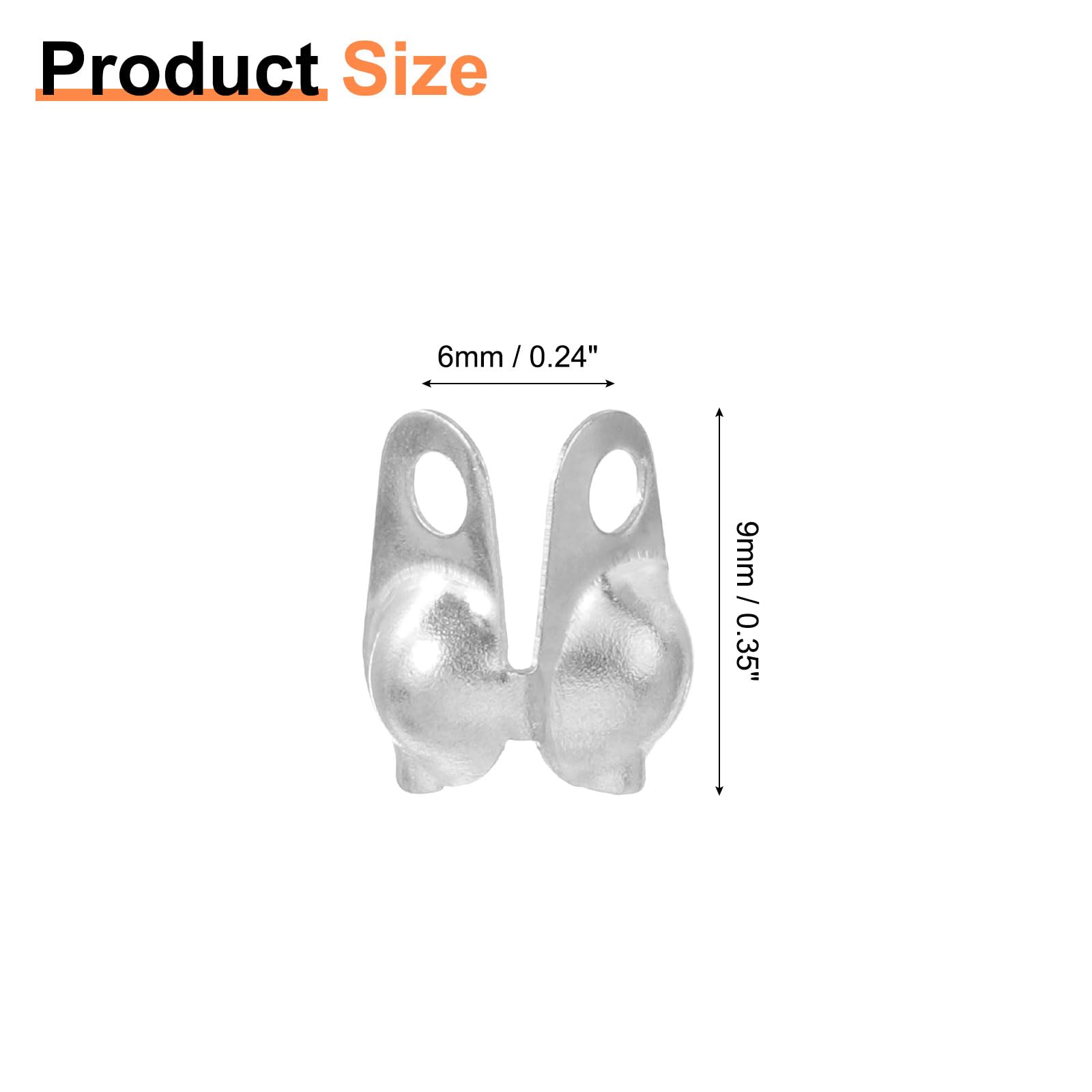 uxcell 20 Pcs 4mm Cord Ends Open, Clamshell End Caps, Bead Tips Knot Covers, Bead End Caps, Crimp Bead Calotte Ends Knot Covers for DIY Bracelet Necklace Jewelry Making, Silver