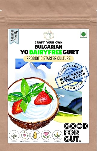 Image of Alla's Posh Flavors Bulgarian Dairy-Free Yogurt Starter | Non-GMO Plant-Based Cultures | Imported from Europe | Makes Dairy-Free Yogurt at Home | 2 Sachets Pack, Make Unlimited Batches