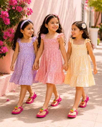 Image of Premsons Girls' Pink Jelly Sandals with Back Strap - Lightweight Waterproof Flip Flops for Kids, Soft Comfortable Summer Beach Sandals (size 32)
