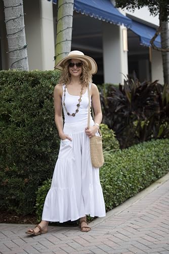 Back From Bali Womens Boho Ruffle Wide Leg High Waist Palazzo Pants with Pockets3