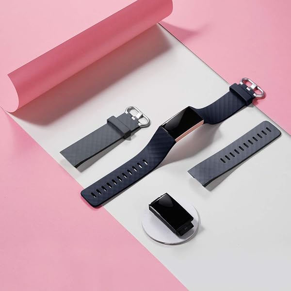 2 Stück Ersatzriemen Kompatibel mit Fitbit Charge 4 Armband/Fitbit Charge 3 Armband, Weiches Sports Uhrenarmband Armbänder für Damen Männer, Klein Groß - 2