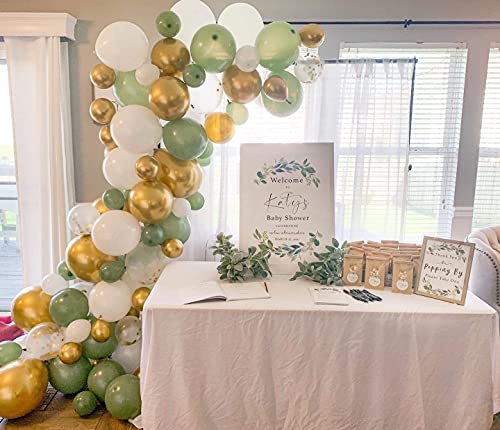 Gihoo 137Pcs Sage Green Balloon Garland Arch Kit White Gold Confetti Balloons Retro Green Balloon And Gold Metallic Chrome Latex Balloons Set For Wedding Birthday Balloons Baby Shower Decorations #TOP6