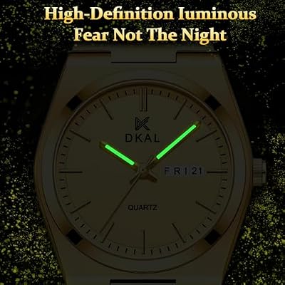 Gold Watches for Men Business Dress Quartz Analog Luminous Hands Scratch-Resistant Water Resistant