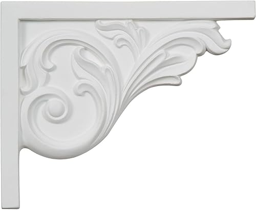 Vista 2 de Ekena Millwork SB08X05BR-L Bremen Acanthus, izquierda soportes de escalera, 21.952cmde ancho x 19.25cmde alto x 1.575cmD, imprimado
