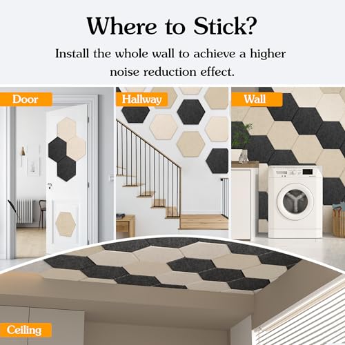 Image of Acoustic Panels, Magrowill 12-Pack Soundproof Wall Panels 14 X 12 X 0.4 Inches, Sound Absorbing Panels with Full Self-Adhesive, Interior Wall Decor Felt Tiles Board