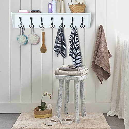 Webi Coat Rack Wall Mount With Shelf,35’’ Long White Shelf With Hooks Underneath,7 Triple Hooks,Wall Mounted Coat Rack With Shelf,Key Rack For Wall,Entryway Shelves For Wall #TOP3