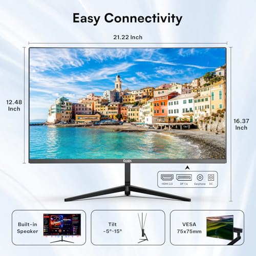Image of 24 Inch Computer Monitor, FHD 1080P Business Monitor 100Hz, Frameless PC Monitor, Built-in Speaker, 99% sRGB, Low Blue Light Eye Care, 4000:1 Contrast Ratio, HDMI & DP, VESA Mountable