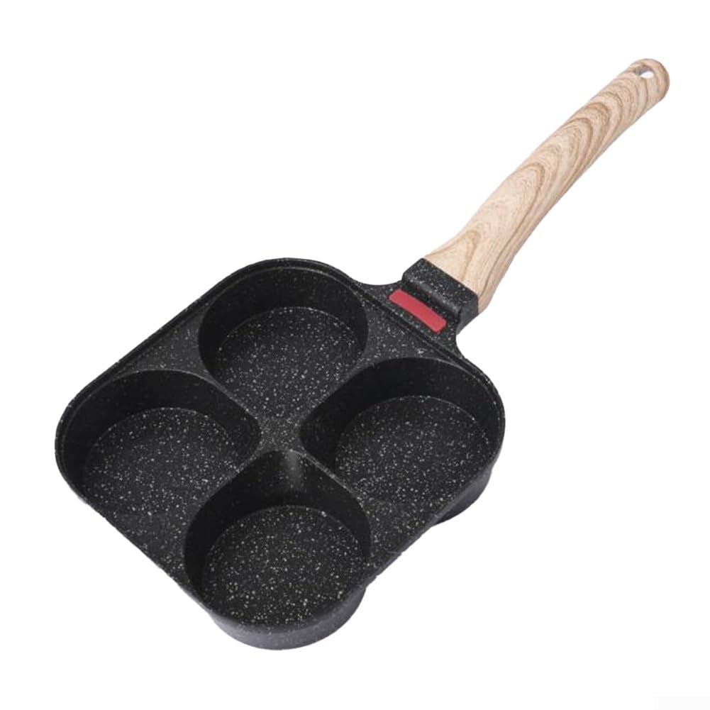 Sartén de aluminio para 4 tazas con antiadherente, perfecta para cocinar deliciosos platos de desayuno rápidamente (cuatro agujeros negros)
