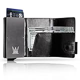 RFID Blocking Wallet, Aluminum & Leather Slim Wallet, Credit Card Holder for All Kind Of Cards, With One Click All 6 Cards Slide Out, In A Nice Gift Box Fathers Day