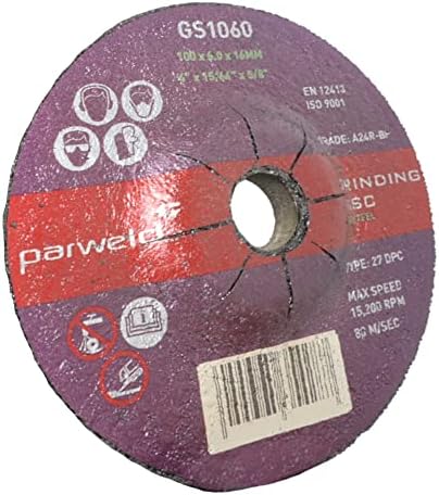 (Pack of 10) Parweld 100mm Grinding Discs for Steel (100 x 6.0 x 16mm) 4"