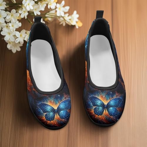 Creative Butterfly Print Womens Ballet Flats Fit Comfort Platform Loafers Lightweight Mesh Breathable Casual Sneakers Office & Party4