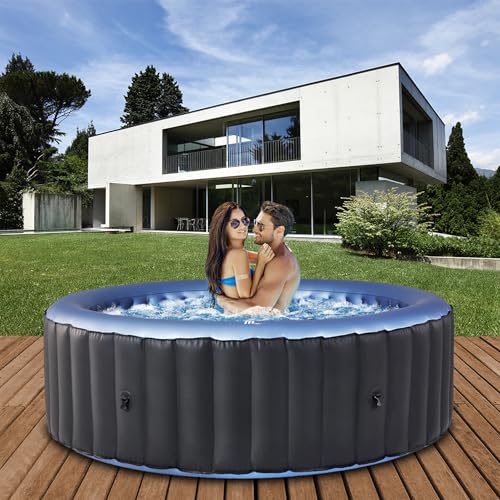 Miweba MSpa Whirlpool Outdoor Bergen | 8 Personen Pool - Spa 224.0 cm - UV-C Wasserreinigung - Hot Tub - Aufstellpool mit Fernbedienung - Aufblasbarer Whirlpool - Swimmingpool aufblasbar (8 Pers.)