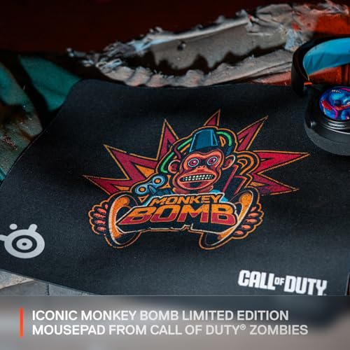 Image of SteelSeries QcK Gaming Mouse Pad - Call of Duty Monkey Bomb Edition - Limited - Free in-Game Item - Non-Slip Rubber Base - Peak Tracking and Stability - Optimized for Gaming Sensors
