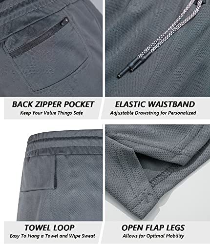 Flyfirefly Mens Workout Running Shorts Lightweight Breathable Gym Athletic 5 Inch Inseam Shorts Men Dark Grey #TOP5