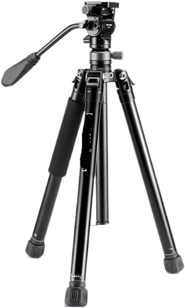 61.4" Video Travel Tripod with +/-10° Leveling Base Fluid Head Metal Quick Release Dual-Sided Legs
