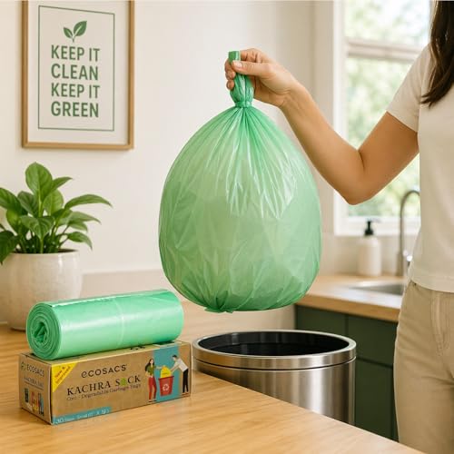 Image of Kachra Sack | Garbage Bags With Ties |Degradable | Trash Bags | Small Size | 17 x 19 Inches | 30 Rolls Each| Leak Proof | Eco-Friendly |Pack of 1