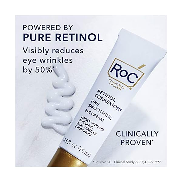 RoC-Retinol-Correxion-Line-Smoothing-Under-Eye-Cream-for-Dark-Circles-Puffiness-05-oz-Packaging-May-Vary-Eye-Bag-Treatment-Anti-Aging-Cream RoC Retinol Correxion Under Eye Cream for Dark Circles & Puffiness, Daily Wrinkle Cream, Anti Aging Line Smoothing Skin Care Treatment, Stocking Stuffers for Men & Women, 0.5 oz (Packaging May Vary)