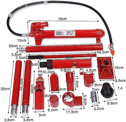 Holdfiturn Hydraulic Power Jack 10 Ton Auto Car Van Frame Repair Tool Kit Oil Hose Hydraulic Car Jack Red for Automobile Repairing and Hydraulic Equipment Construction - Image 2