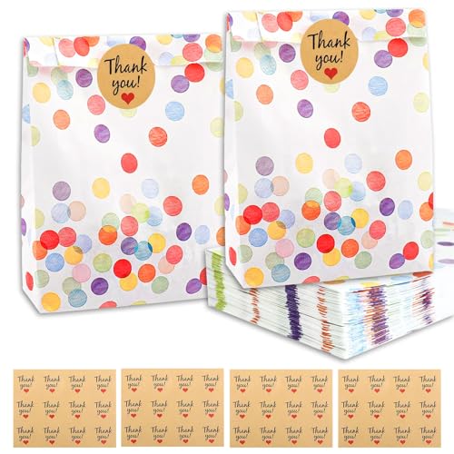 Jizxol 40 bolsas de cumpleaños, bolsas de papel con 48 pegatinas, bolsas de regalo de cumpleaños infantiles, bolsas de regalo para bodas, fiestas, cumpleaños infantiles, celebraciones, 19 x 13 x 3,5