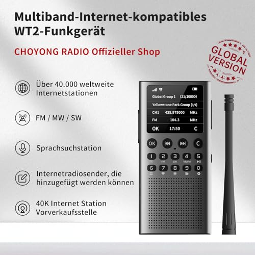 Choyong WT2 Multi-Band Smart Internet Radio WIFI/4G, AM/FM und tragbarer Kurzwellenradioempfänger mit professionellem/geschäftlichem globalem System mit großer Reichweite Handfunkgerät – Bild 3