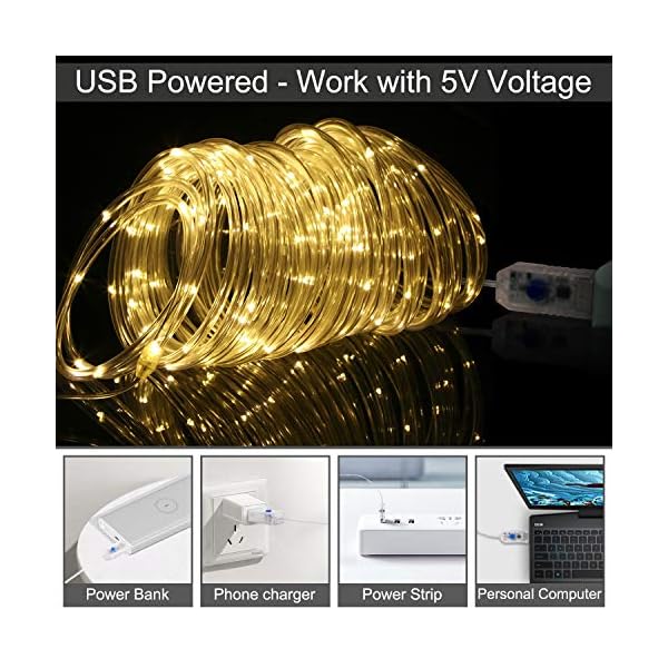 RUNDA Lichterketten, 2 Stück, 100 LEDs, mit Fernbedienung, 16 Farben, wechselnde Helligkeit, verstellbare Lichterkette… – Bild 4