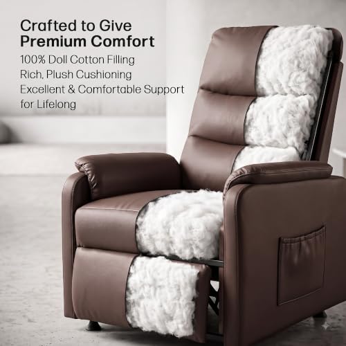 Image of DROGO Serenza Electric Motorised Recliner Sofa Chair 1 Seater for Home with Remote Control, Premium PU, Side Pocket, Padded Body, Cushion Armrest & Sturdy Footrest, 1Yr Warranty (Dark Blue)