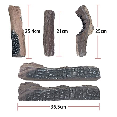 Bûches Décoratives Pour Cheminée à Gaz - Lot De 10, Bois Céramique, Aspect Réaliste