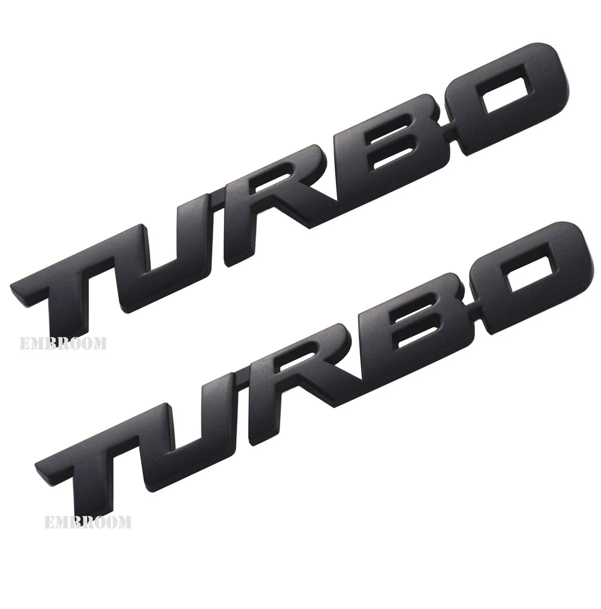 EmbRoom 2Pcs Turbo Emblems, 3D Metal Premium Car Side Fender Rear Trunk Badge Decals Black