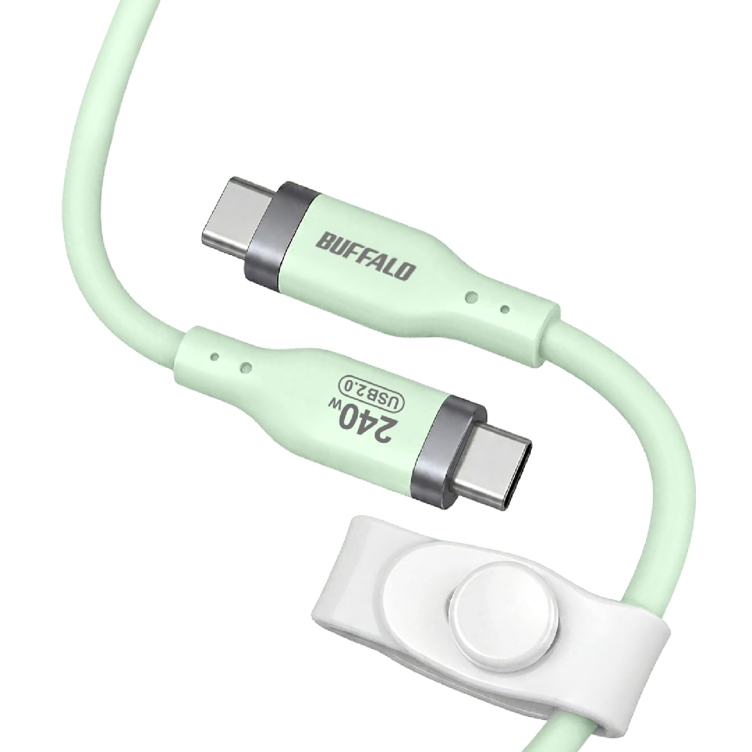 バッファロー USB C to C ケーブル 1m ミントグリーン PD 240W 急速充電 シリコン 高耐久