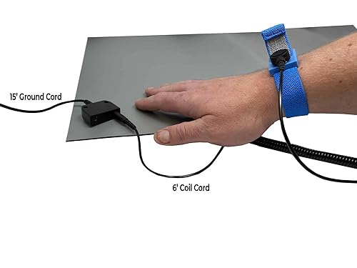 Miniatura 10 de RubberStat - Juego de alfombrillas de goma de doble capa compatible con ESD, soldadura, reparación de teléfono celular, con juego de correa de