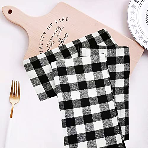 Sunwisha Gingham Check Plaid Towels Black And White Buffalo Plaid Tenugui Kitchen Towels For Cleaning, Cooking, Decoration Towel 6 Pack #TOP3