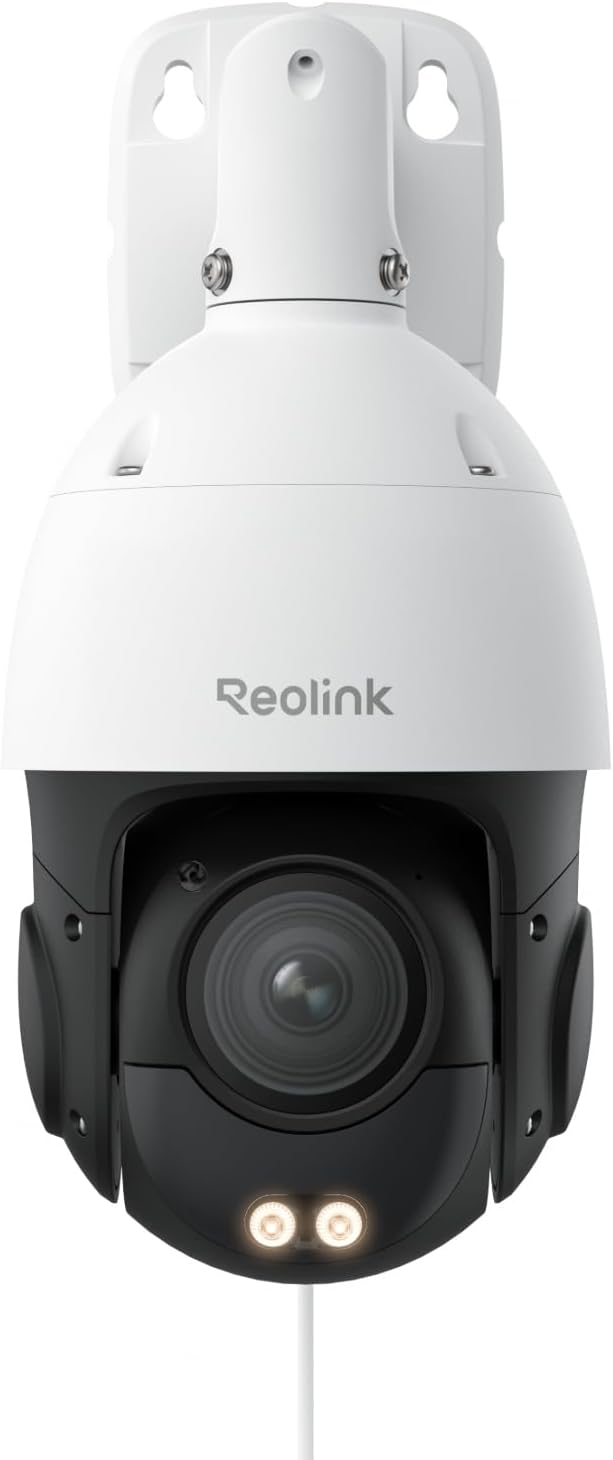 Caméra de surveillance Reolink 4K PTZ PoE, zoom optique 3D 16X, panoramique 360° + inclinaison 90°, suivi automatique, vision nocturne jusqu&rsquo;à 80 m, détection de personne/véhicule/animal domestique, audio bidirectionnel, RLC-823S2